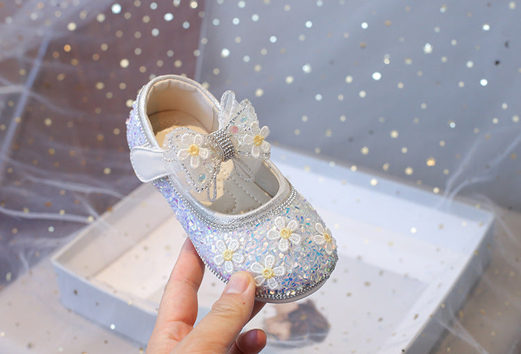 Sapato Infantil Feminino Florzinhas e Brilhos