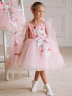 Vestido Infantil de Festa Tule Flores