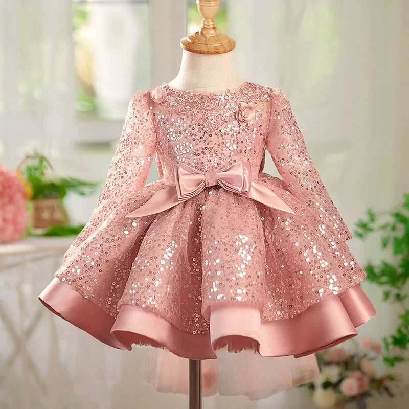 Vestido De Festa Infantil Brilhante Lacinho