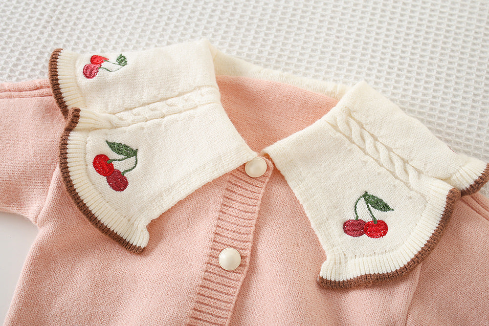 Conjunto Infantil Tricô Cerejinhas