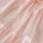 Vestido Infantil Tule Brilhante Lacinho