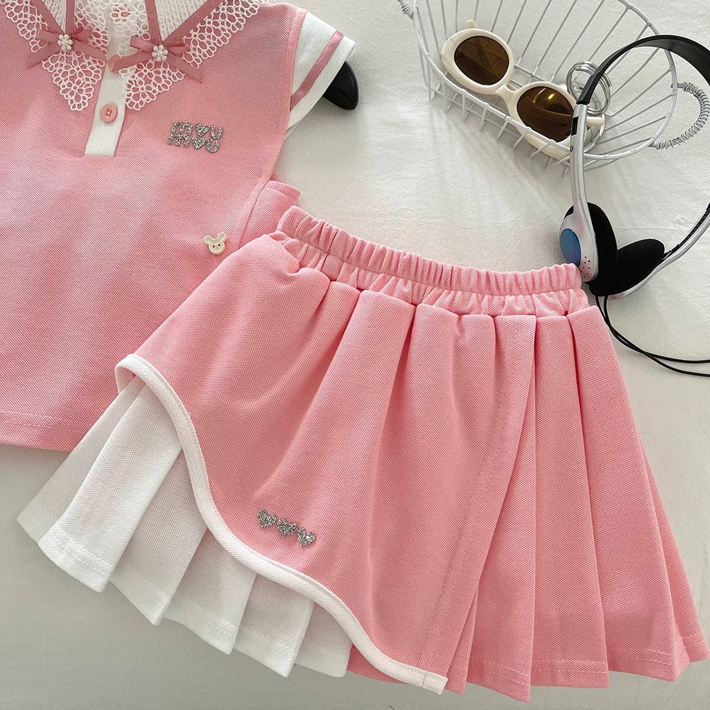 Conjunto Infantil Feminino Gola Lacinho