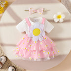 Conjunto Infantil Jardineira Margaridas/ Moranguinhos