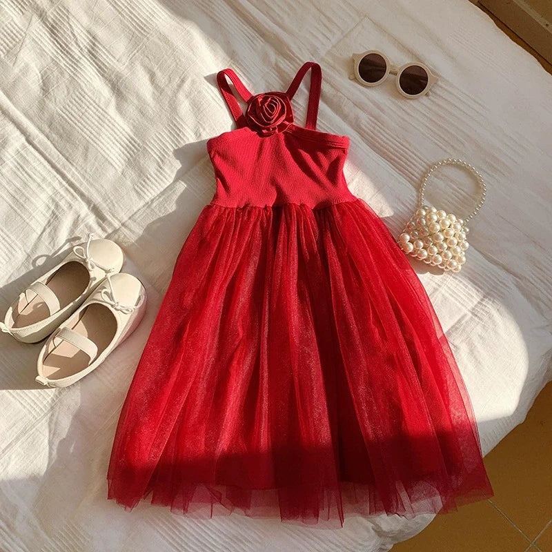Vestido Infantil Flor com Tule