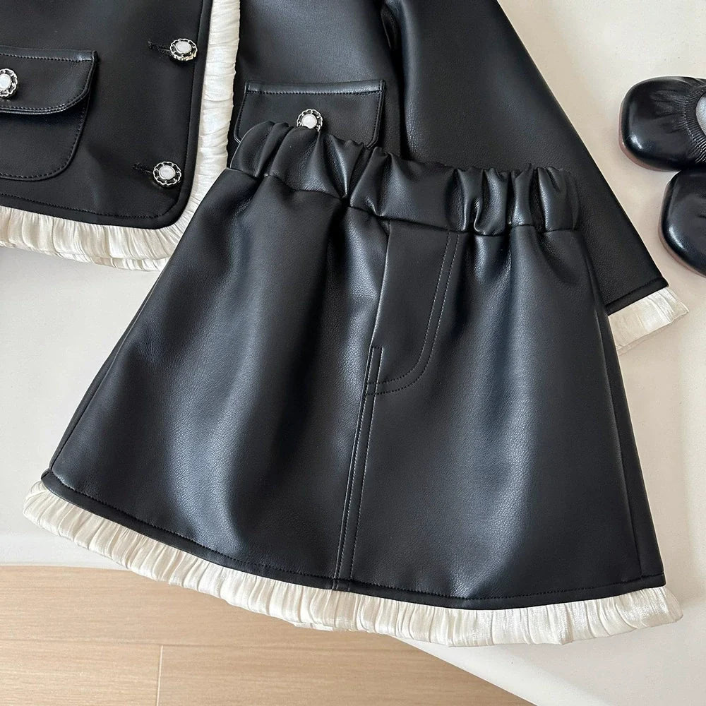 Conjunto Infantil Preto Courino