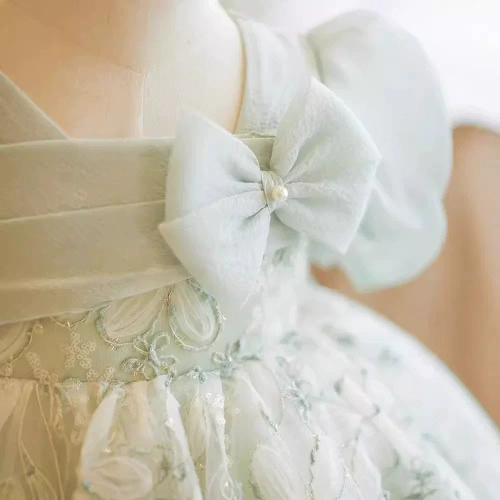 Vestido Infantil de Festa Flores Lacinho