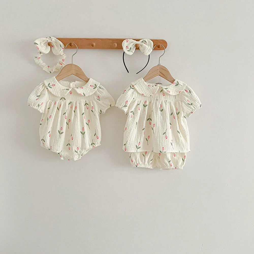 Body/ Conjunto Infantil Feminino Tulipas
