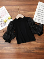 Blusa Infantil Feminina Manga Bufante Lacinhos