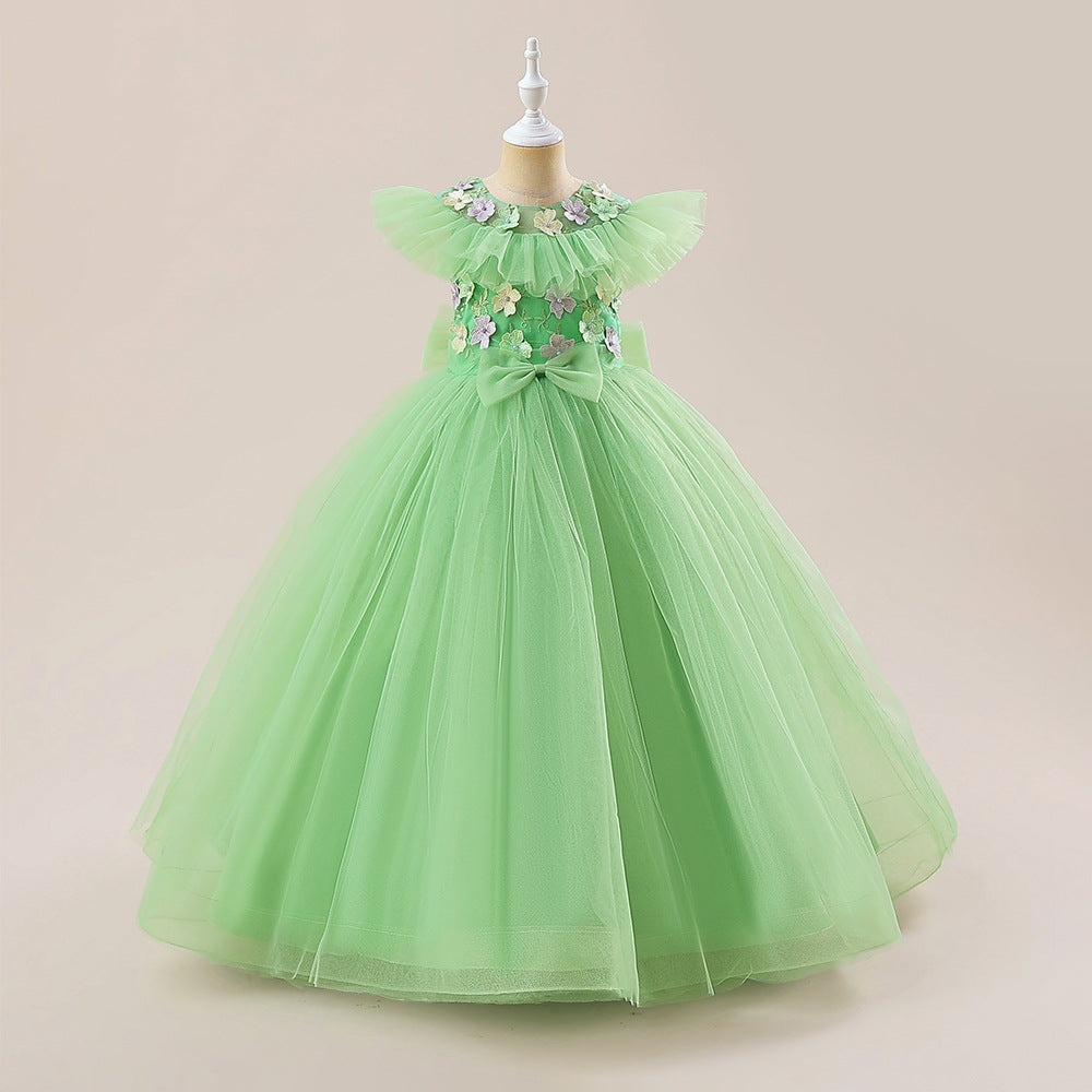 Vestido Infantil Verde Florzinhas e Lacinho