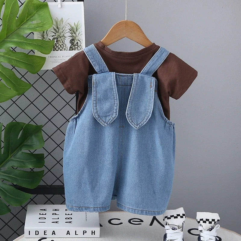 Conjunto Infantil Masculino  Jardineira Jeans