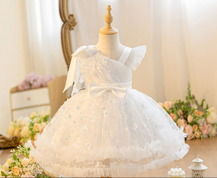 Vestido Infantil Tule Borboletinhas Lacinho