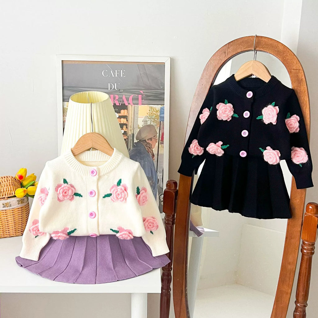 Conjunto Infantil Tricô Mussi Inverno Flores