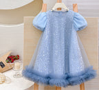 Vestido Infantil Azul Brilhantes