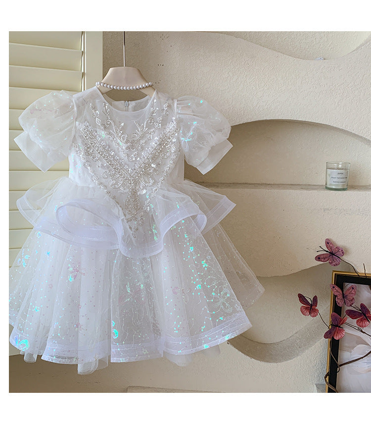 Vestido de Festa Infantil Bordado Brilhantes