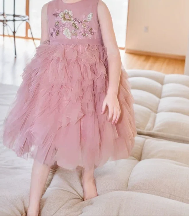 Vestido Infantil Florers Brilhante e Tule