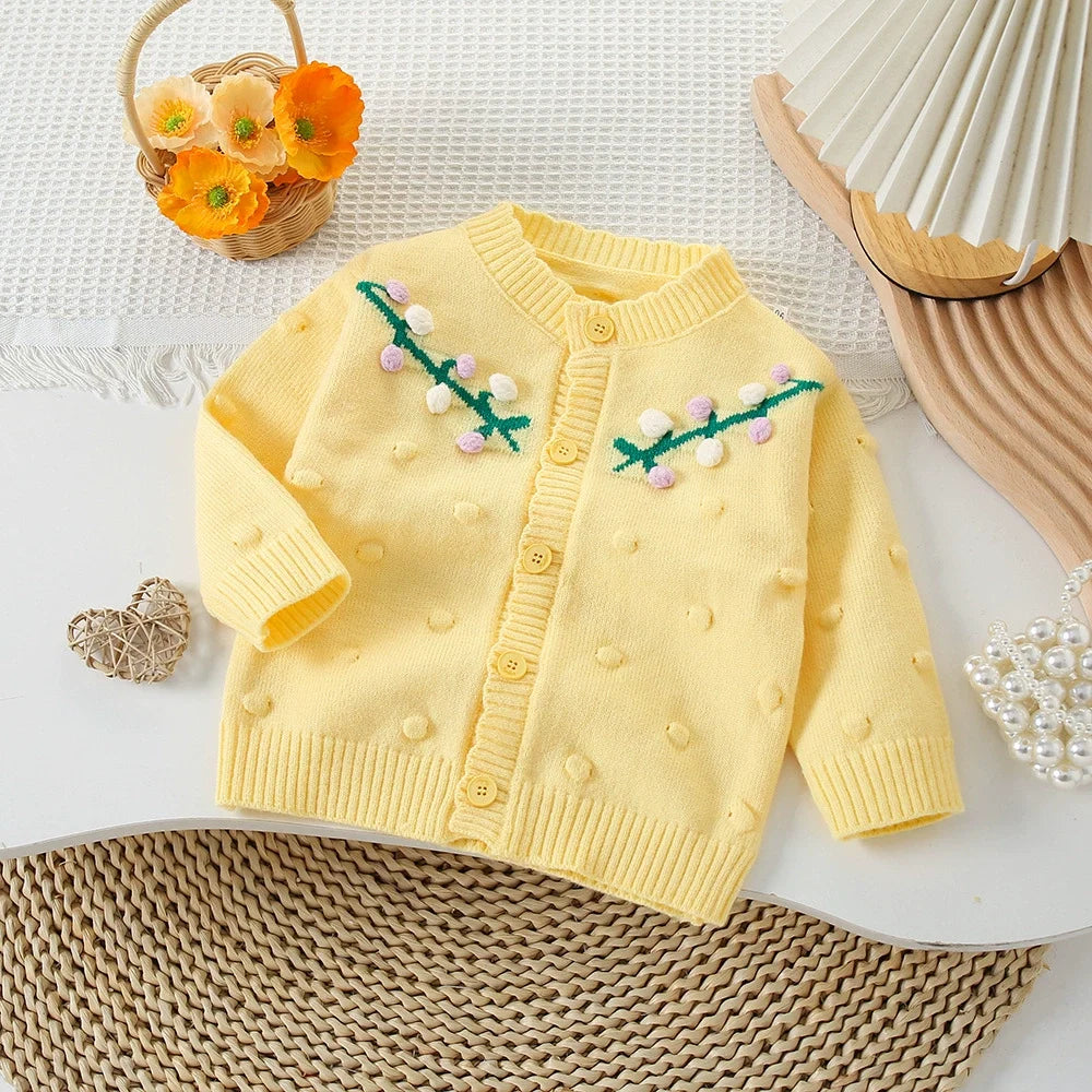 Cardigan Infantil Tricô Florzinhas