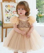Vestido Infantil De Festa Lantejoulas e Tule