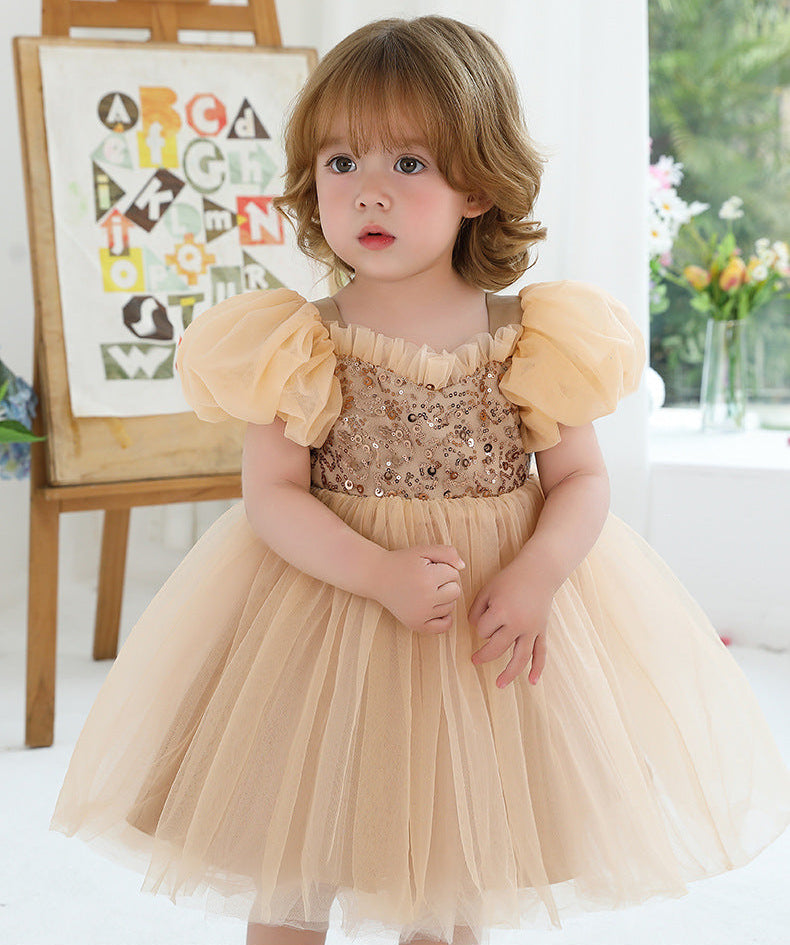 Vestido Infantil De Festa Lantejoulas e Tule