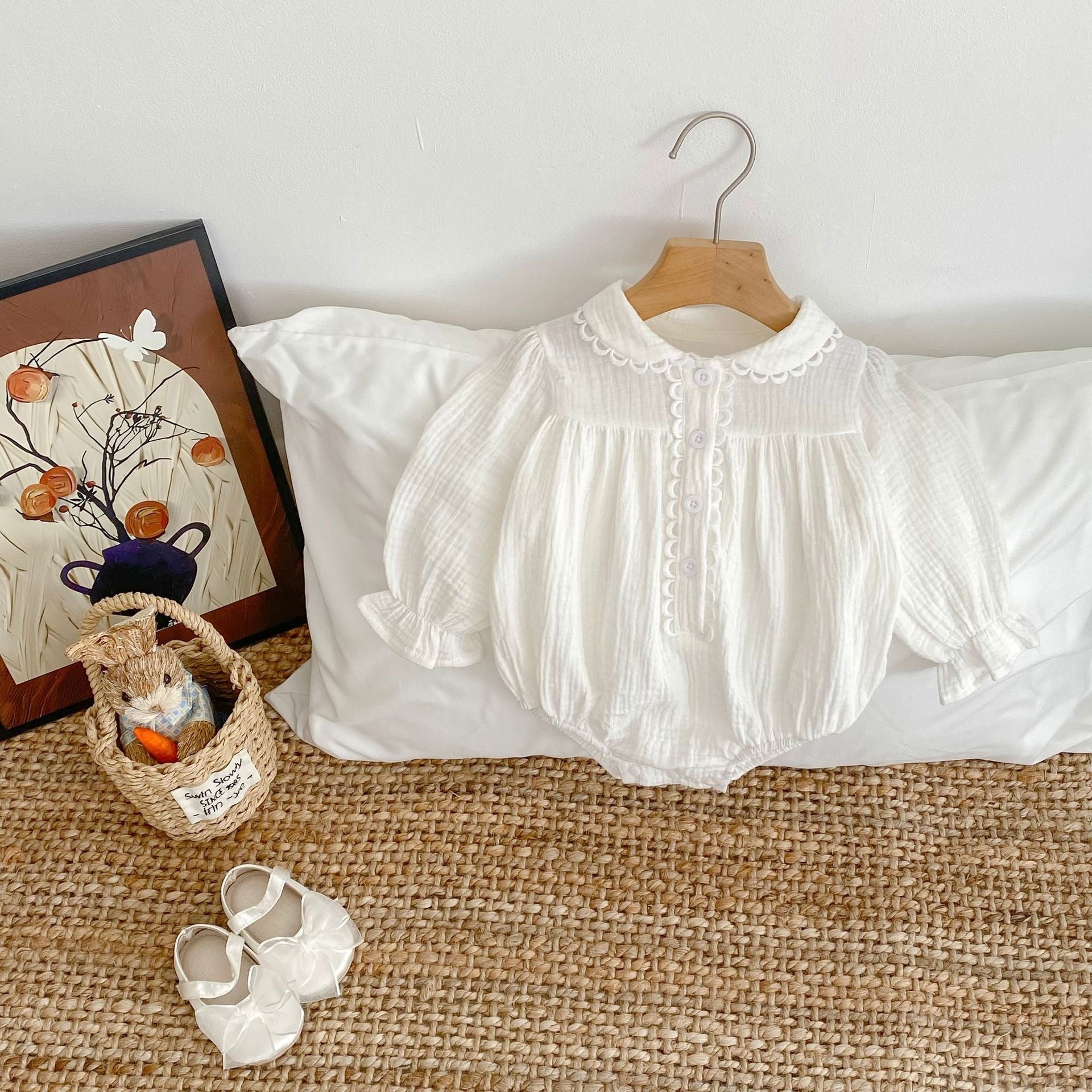 Body Infantil Feminino Branco Botões