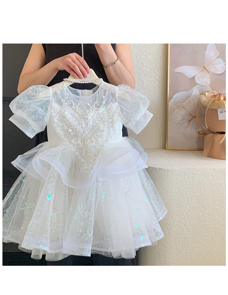 Vestido de Festa Infantil Bordado Brilhantes