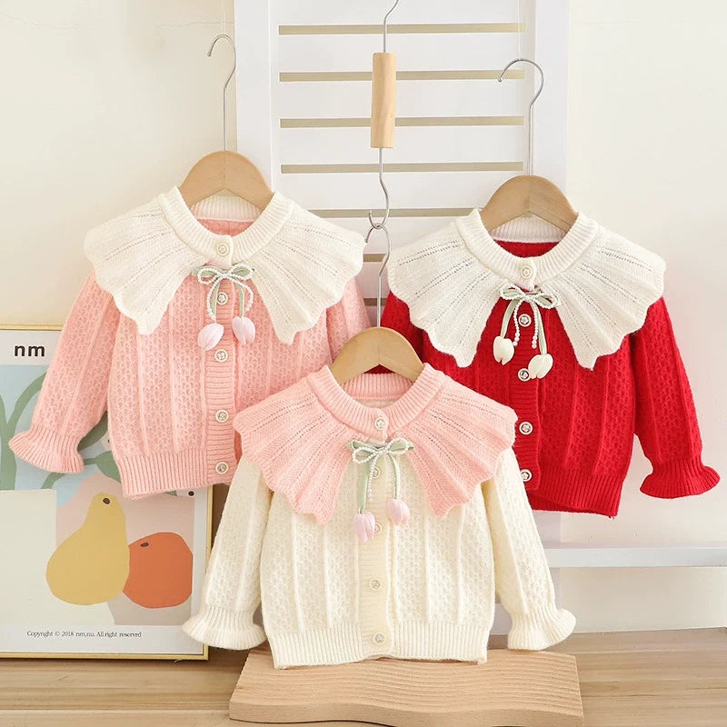 Conjunto Infantil Tricô Laço com Florzinha