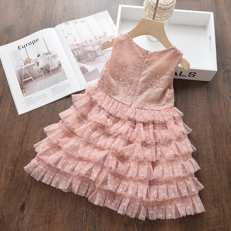 Vestido Infantil Florzinhas Camadas De Tule
