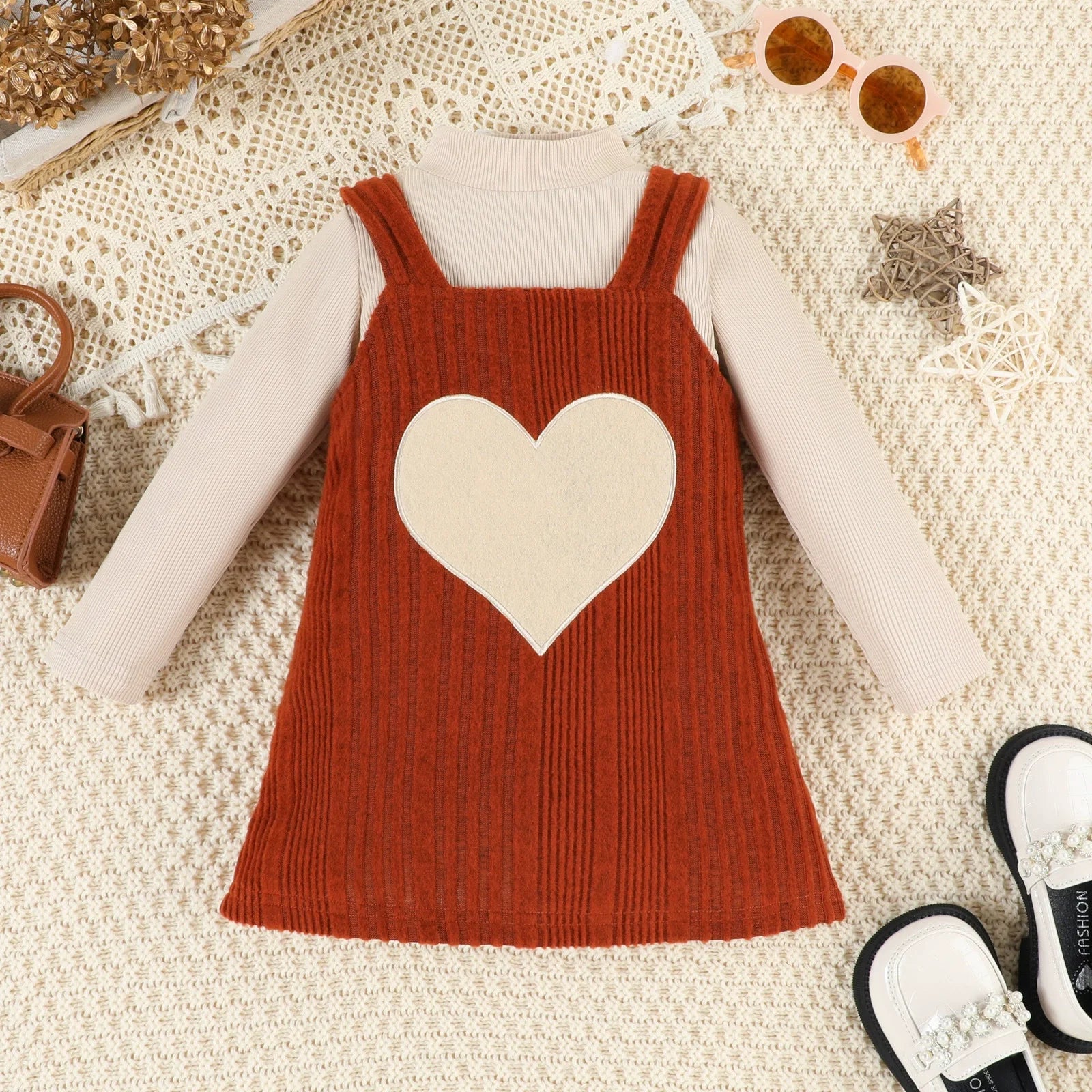 Vestido Infantil Coração + Blusinha