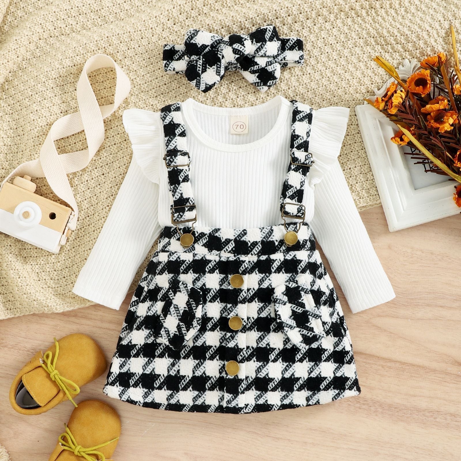 Conjunto Infantil Jardineira Xadrez