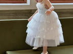 Vestido Infantil De Festa Prata                                                                                                                                              com Florzinhas