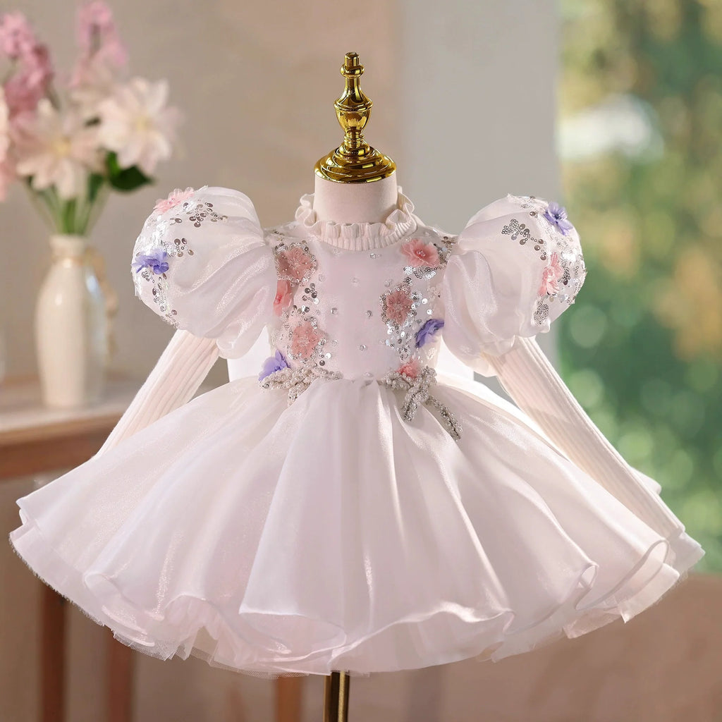 Vestido de Festa Branco Flores