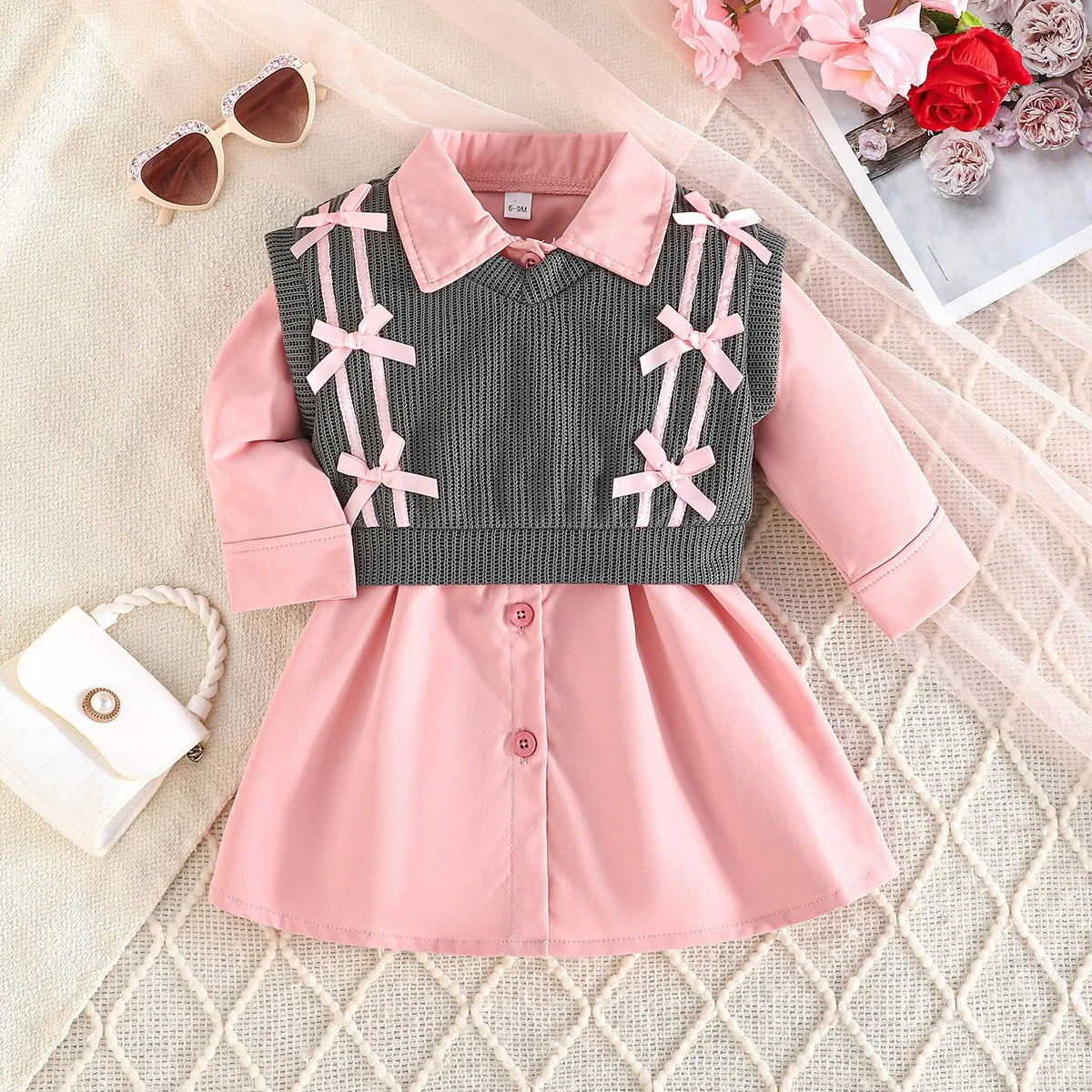 Conjunto Infantil Vestido + Colete Lacinhos