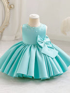 Vestido Infantil  De Festa Pérolas Lacinho