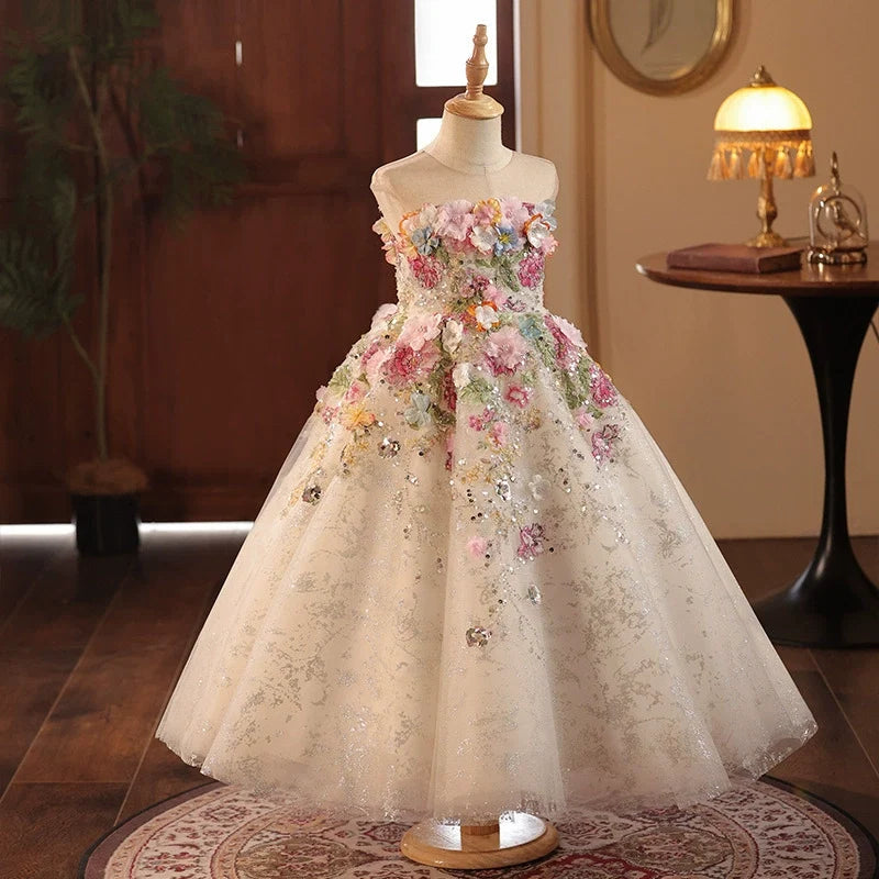Vestido Infantil Longo Flores