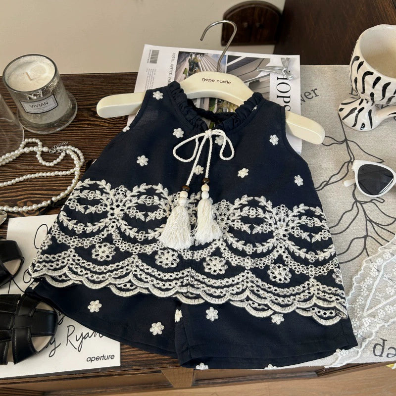 Conjunto Infantil Feminino Bordado Floral