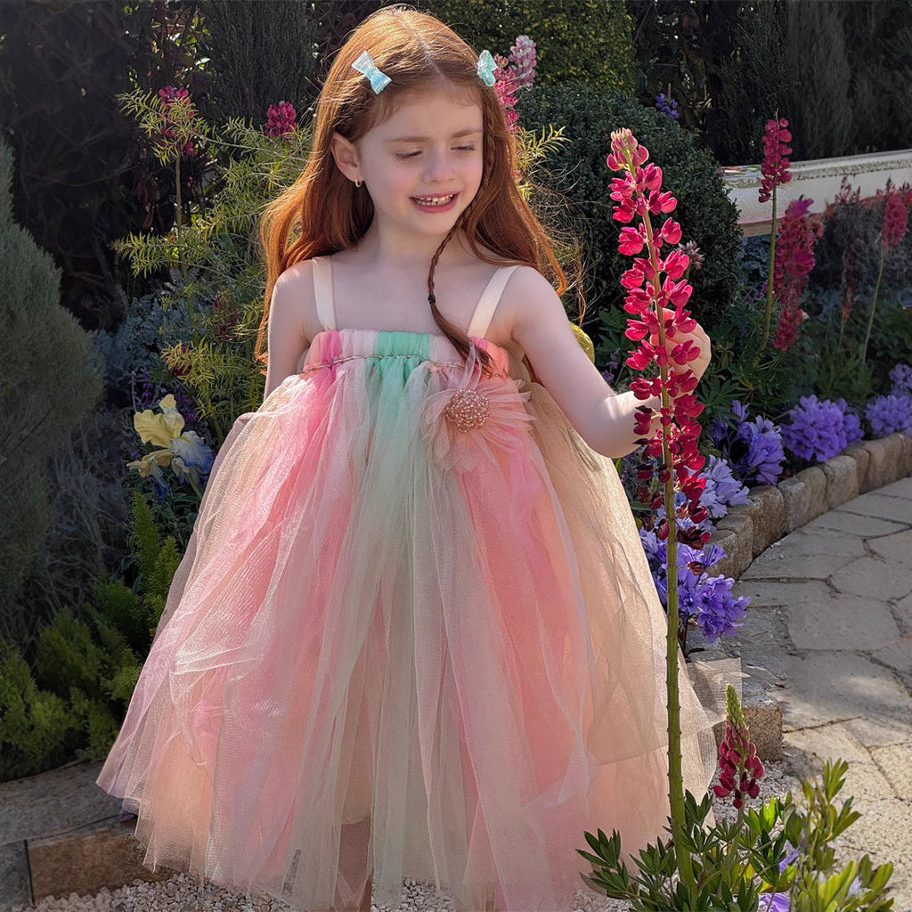 Vestido Infantil de Tule Florzinha Colors