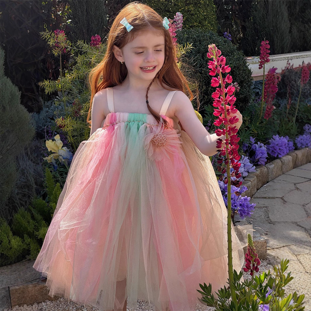 Vestido Infantil de Tule Florzinha Colors