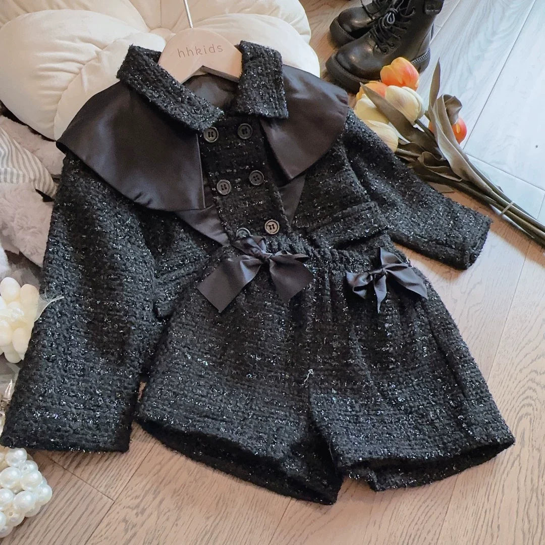 Conjunto Infantil Feminino Preto Lacinhos
