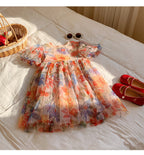 Vestido Infantil de Tule Floral