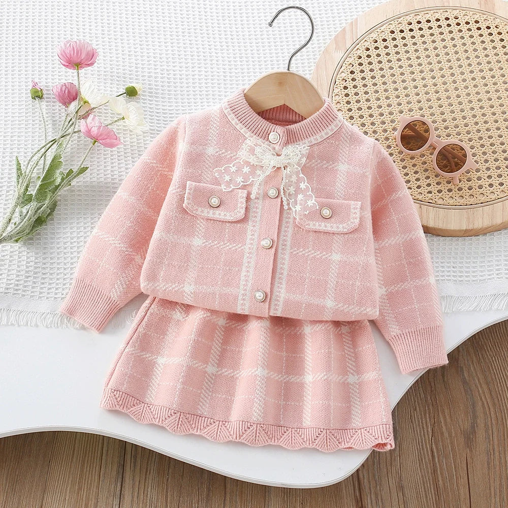 Conjunto Infantil Feminino Xadrez Lacinho