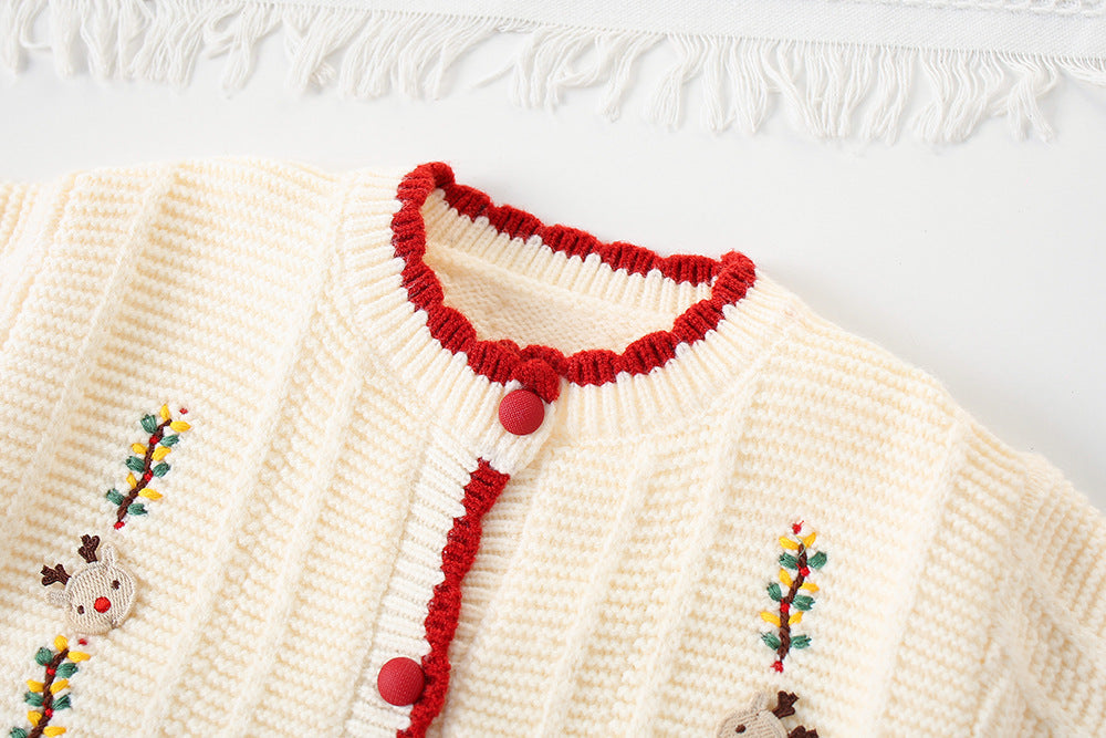 Cardigan Infantil Tricô Florzinhas
