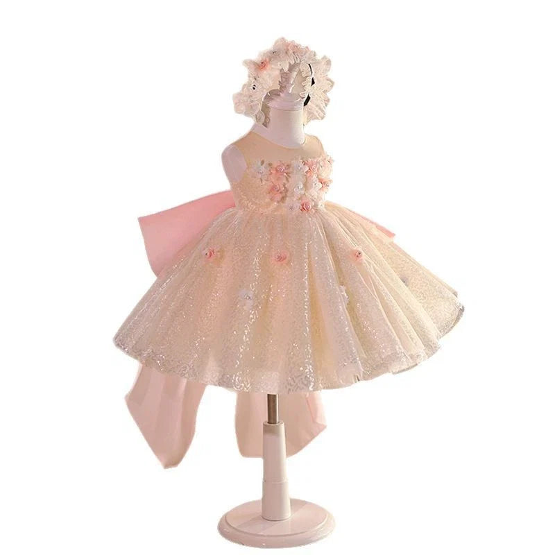 Vestido Infantil de Festa Floral Brilhante