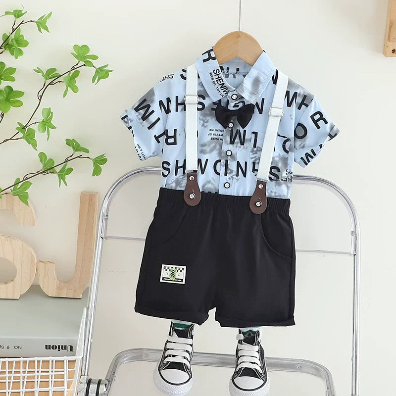 Conjunto Infantil Masculino Jardineira Letras