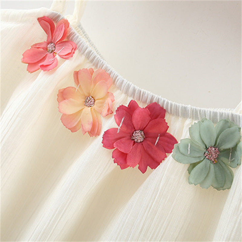 Vestido Infantil com Flores + Chapéu