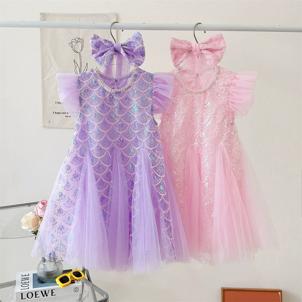 Vestido Infantil Sereia Brilhante