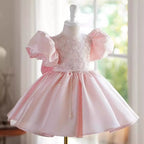 Vestido de Festa Infantil Rosa Lantejoulas