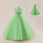 Vestido Infantil Verde Florzinhas e Lacinho