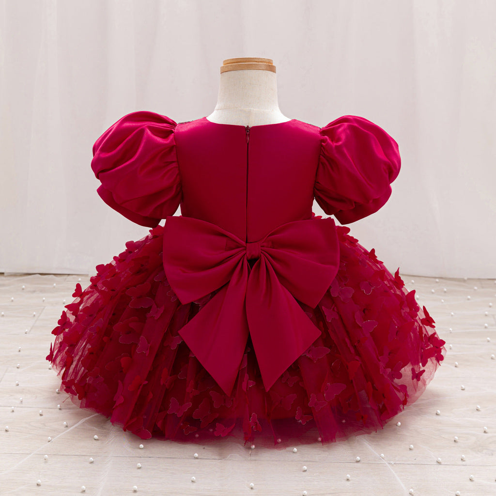 Vestido de Festa Infantil Borboletas e Laço