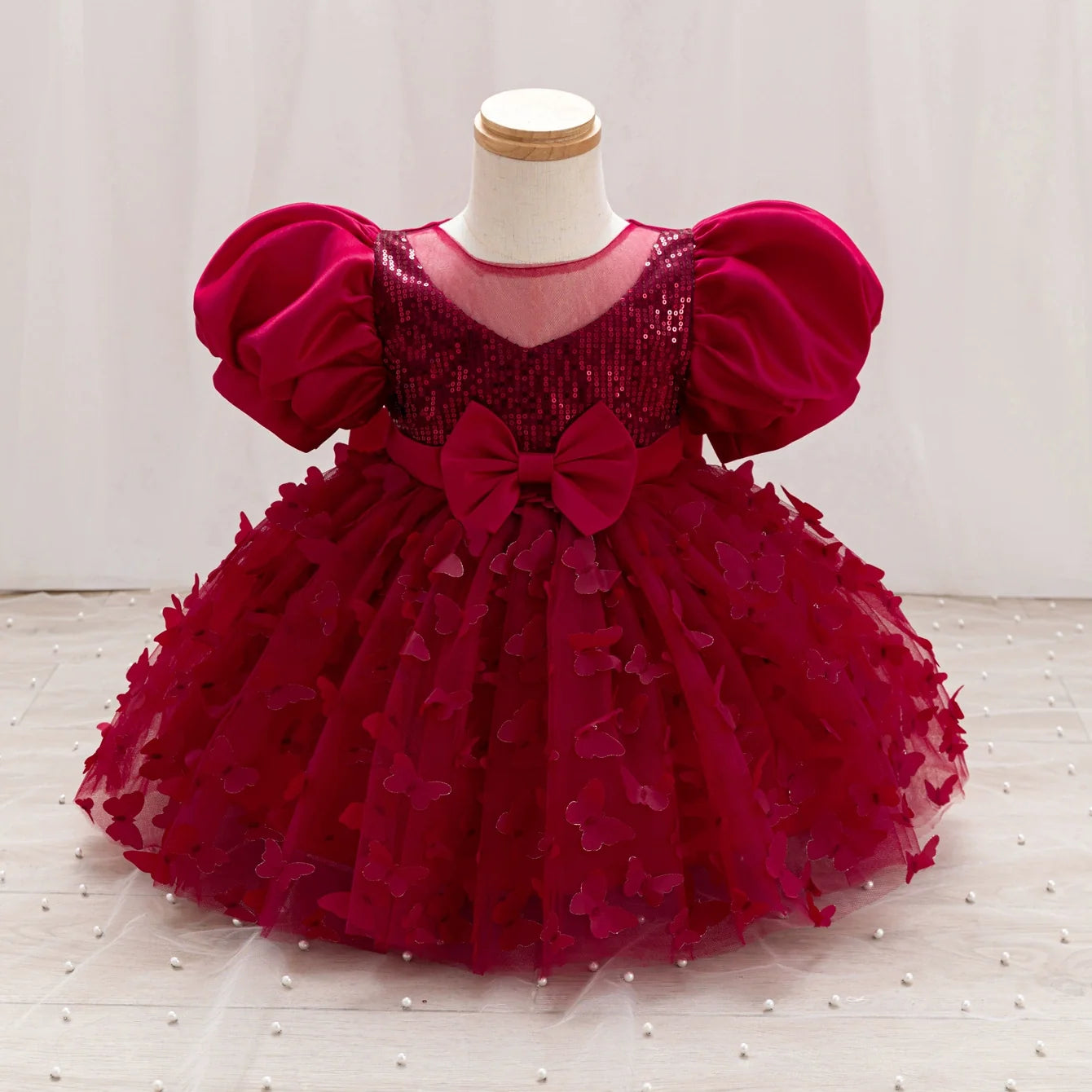Vestido de Festa Infantil Borboletas e Laço