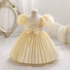Vestido Infantil De Festa Com Pérolas e Laço