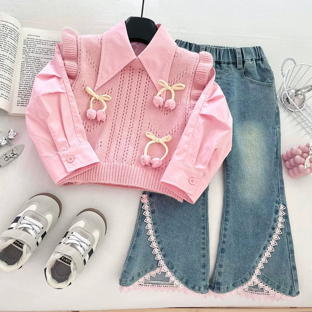 Conjunto Infantil Lacinhos e Jeans